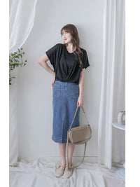 Black Wrap Top Set 黑色兩穿質感疊穿上衣/ TP9178