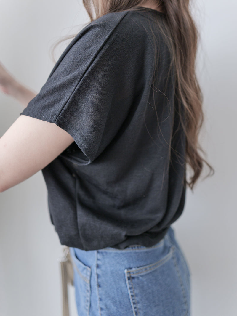 Black Wrap Top Set 黑色兩穿質感疊穿上衣/ TP9178