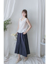 Sleeveless Square Neck Chiffon Top 方領無袖細荷葉衣尾雪紡上衣/ BU9113