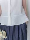 Sleeveless Square Neck Chiffon Top 方領無袖細荷葉衣尾雪紡上衣/ BU9113