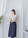Sleeveless Square Neck Chiffon Top 方領無袖細荷葉衣尾雪紡上衣/ BU9113