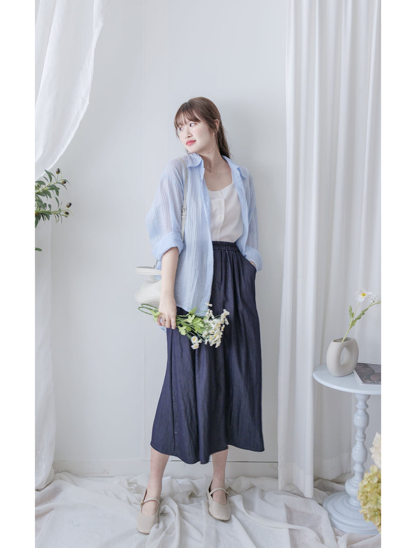 Sleeveless Square Neck Chiffon Top 方領無袖細荷葉衣尾雪紡上衣/ BU9113