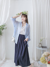 Sleeveless Square Neck Chiffon Top 方領無袖細荷葉衣尾雪紡上衣/ BU9113