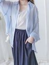 Sleeveless Square Neck Chiffon Top 方領無袖細荷葉衣尾雪紡上衣/ BU9113