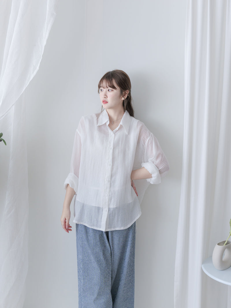 Comfort Stripe Shirt 防皺觸感輕透立體條紋襯衫/ BU9115