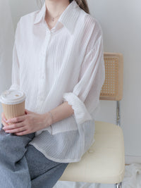 Comfort Stripe Shirt 防皺觸感輕透立體條紋襯衫/ BU9115