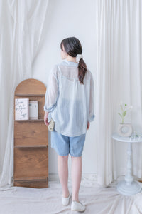 Sheer Stripe Shirt 輕透條紋微V領吊帶襯衫套裝/ BU9116 (Pre-order 淡黃條紋 9月7日截單)