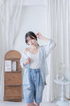 Sheer Stripe Shirt 輕透條紋微V領吊帶襯衫套裝/ BU9116 (Pre-order 淡黃條紋 9月7日截單)