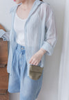 Sheer Stripe Shirt 輕透條紋微V領吊帶襯衫套裝/ BU9116 (Pre-order 淡黃條紋 9月7日截單)