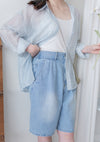 Sheer Stripe Shirt 輕透條紋微V領吊帶襯衫套裝/ BU9116 (Pre-order 淡黃條紋 9月7日截單)