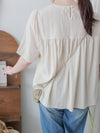 Ruffle Chest Blouse  彈性橡筋衣領傘袖上衣/ BU9117