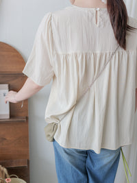 Ruffle Chest Blouse  彈性橡筋衣領傘袖上衣/ BU9117