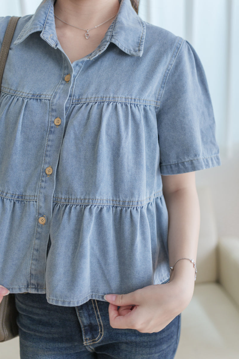 Denim Layers Top 層次牛仔短袖上衣或外套/ TP9182 (pre-order 9月7日截單)