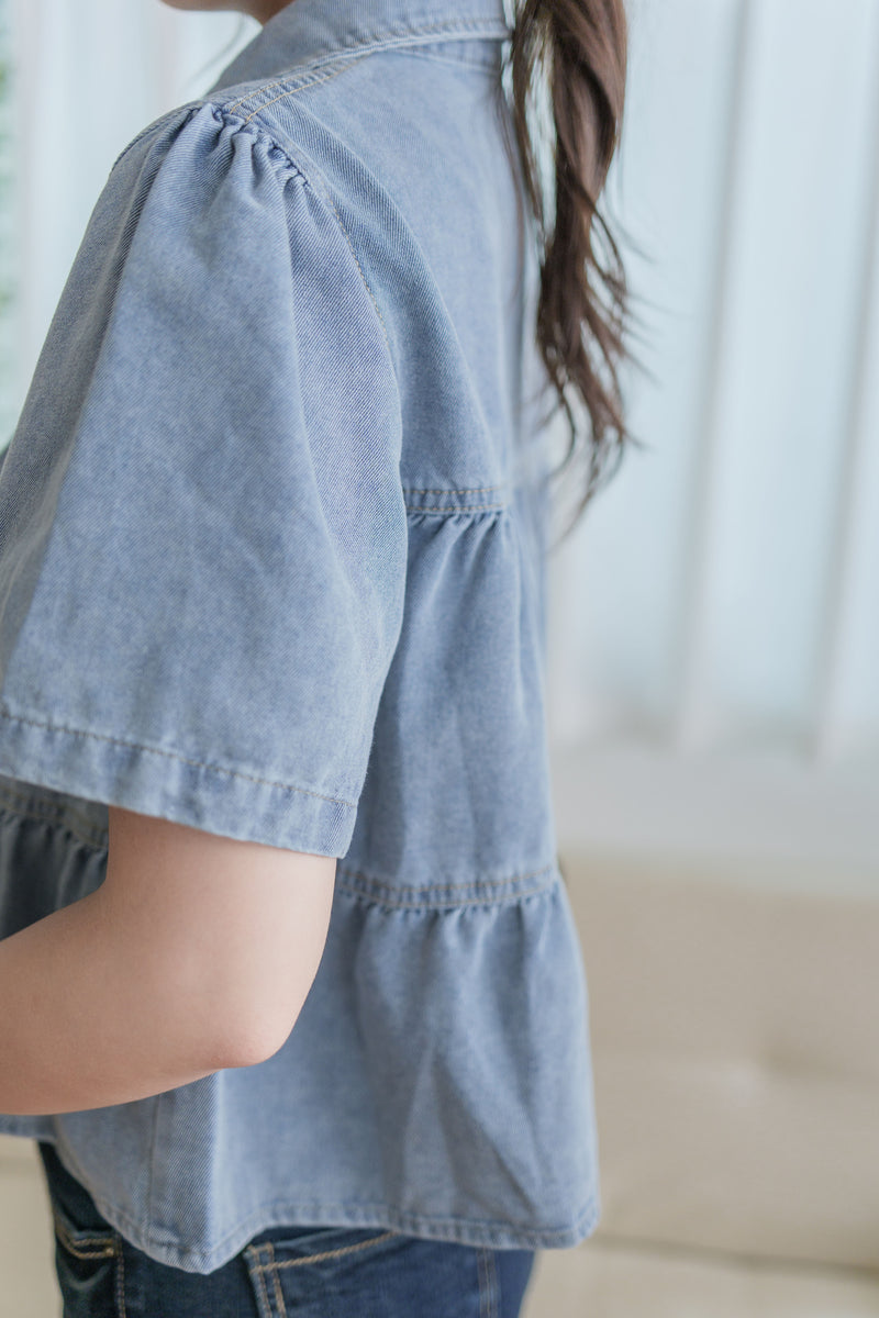 Denim Layers Top 層次牛仔短袖上衣或外套/ TP9182 (pre-order 9月7日截單)