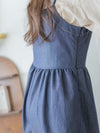 Denim vest dress 裝飾鈕扣假修腰線牛仔吊帶連身裙/ DS9982