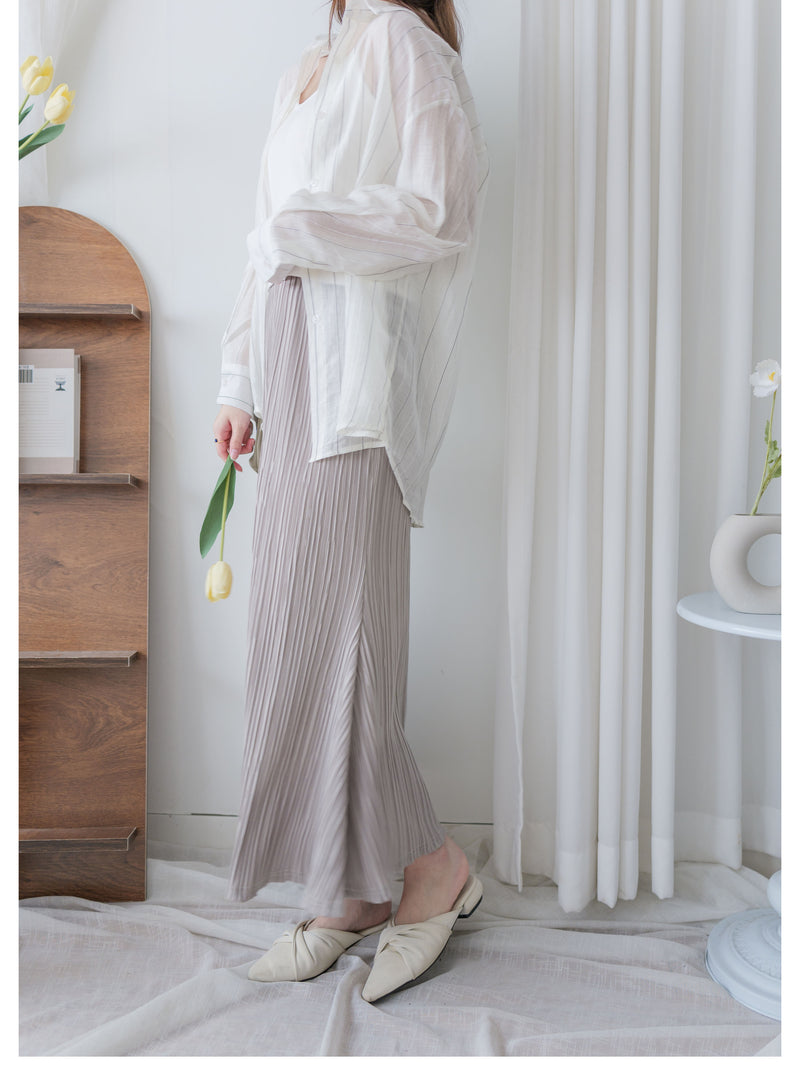 Pleated Shiny fishtail skirt 微光澤飄逸魚尾細褶長裙/ SK8908 (pre-order 9月7日截單)