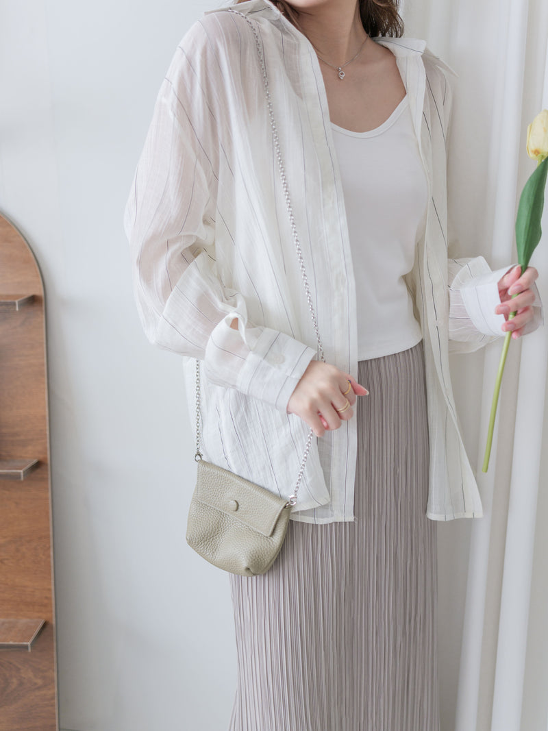 Sheer Stripe Shirt 輕透條紋微V領吊帶襯衫套裝/ BU9116 (Pre-order 淡黃條紋 9月7日截單)