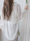 Sheer Stripe Shirt 輕透條紋微V領吊帶襯衫套裝/ BU9116 (Pre-order 淡黃條紋 9月7日截單)