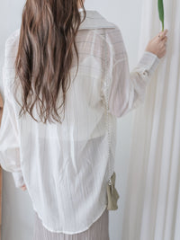 Sheer Stripe Shirt 輕透條紋微V領吊帶襯衫套裝/ BU9116 (Pre-order 淡黃條紋 9月7日截單)