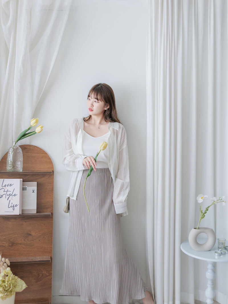 Pleated Shiny fishtail skirt 微光澤飄逸魚尾細褶長裙/ SK8908 (pre-order 9月7日截單)