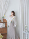 Sheer Stripe Shirt 輕透條紋微V領吊帶襯衫套裝/ BU9116 (Pre-order 淡黃條紋 9月7日截單)