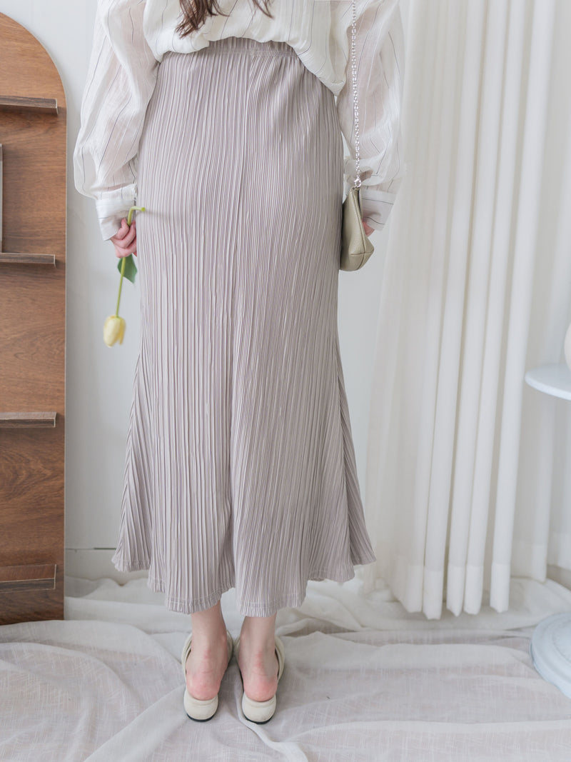 Pleated Shiny fishtail skirt 微光澤飄逸魚尾細褶長裙/ SK8908 (pre-order 9月7日截單)
