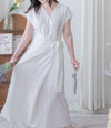 Wrap Dress 舒適顯瘦疊領綁帶修腰連身裙/ DS9985