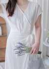 Wrap Dress 舒適顯瘦疊領綁帶修腰連身裙/ DS9985