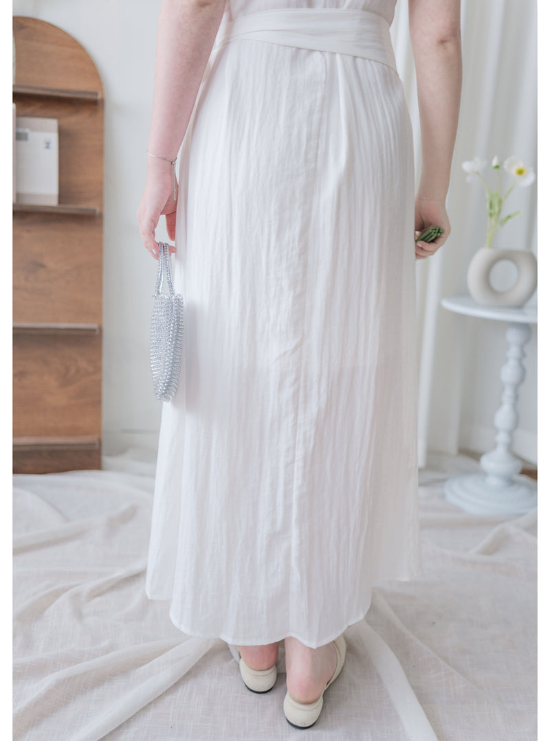 Wrap Dress 舒適顯瘦疊領綁帶修腰連身裙/ DS9985