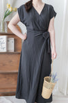 Wrap Dress 舒適顯瘦疊領綁帶修腰連身裙/ DS9985