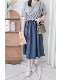Ruffle Waist Dress 彈性橡筋Ruffle腰線拼接連身裙/ DS9986