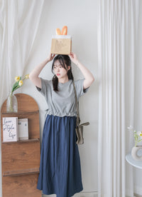 Ruffle Waist Dress 彈性橡筋Ruffle腰線拼接連身裙/ DS9986