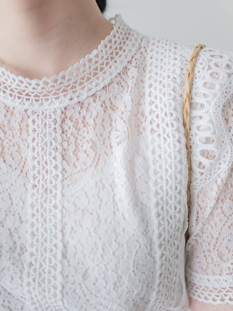 Lace Blouse 通花蕾絲連裡布上衣/ DS9921 (售完即止）