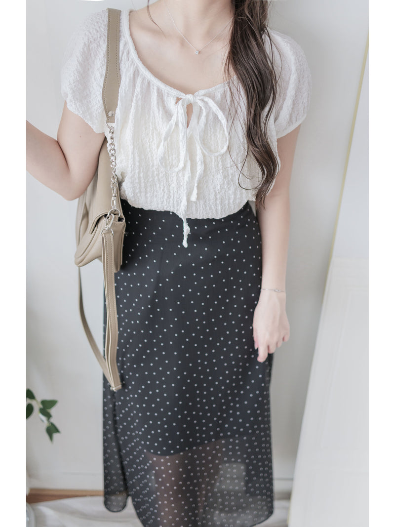 Ribbon Collar Top 百搭蝴蝶顯鎖骨大圓領上衣/ TP9181