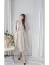 Beige Skirt Set 溫柔杏色十字線棉精緻鈕扣套裝/ SE8089