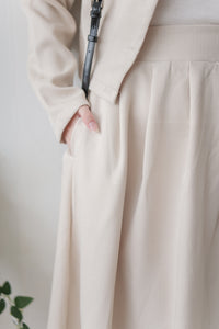 Beige Skirt Set 溫柔杏色十字線棉精緻鈕扣套裝/ SE8089