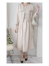 Beige Skirt Set 溫柔杏色十字線棉精緻鈕扣套裝/ SE8089