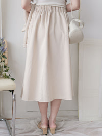 Beige Skirt Set 溫柔杏色十字線棉精緻鈕扣套裝/ SE8089