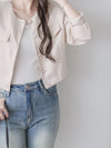 Beige Skirt Set 溫柔杏色十字線棉精緻鈕扣套裝/ SE8089