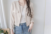 Beige Skirt Set 溫柔杏色十字線棉精緻鈕扣套裝/ SE8089