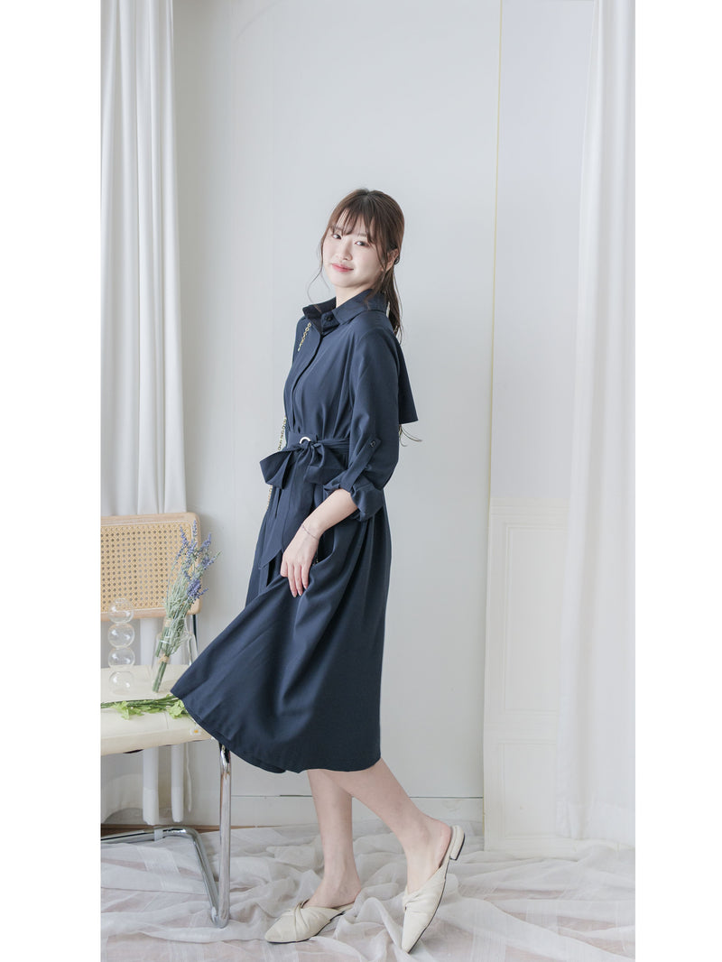 Trench Dress & Outer 風衣設計側蝴蝶設計口袋連身裙或外套/ DS9992