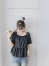 Polka Dot Blouse 黑色橡筋方領點點上衣/ BU9119
