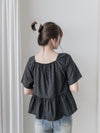 Polka Dot Blouse 黑色橡筋方領點點上衣/ BU9119