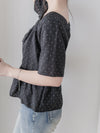 Polka Dot Blouse 黑色橡筋方領點點上衣/ BU9119