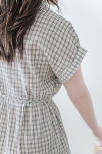 Check Dress 格子V形恤衫領口連身裙/ DS9984
