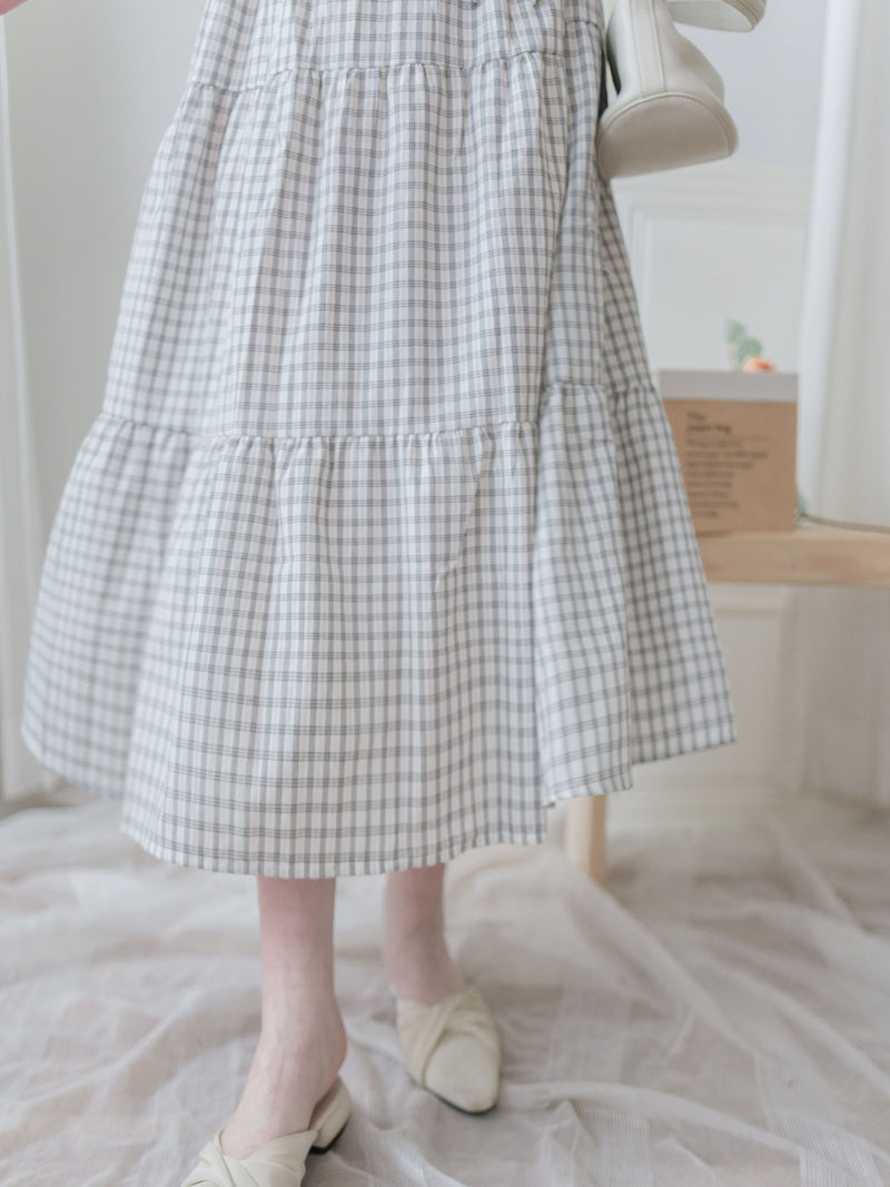 Check Dress 格子V形恤衫領口連身裙/ DS9984