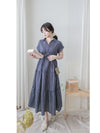 Check Dress 格子V形恤衫領口連身裙/ DS9984