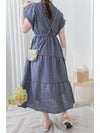 Check Dress 格子V形恤衫領口連身裙/ DS9984
