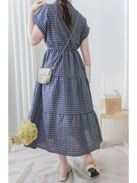 Check Dress 格子V形恤衫領口連身裙/ DS9984