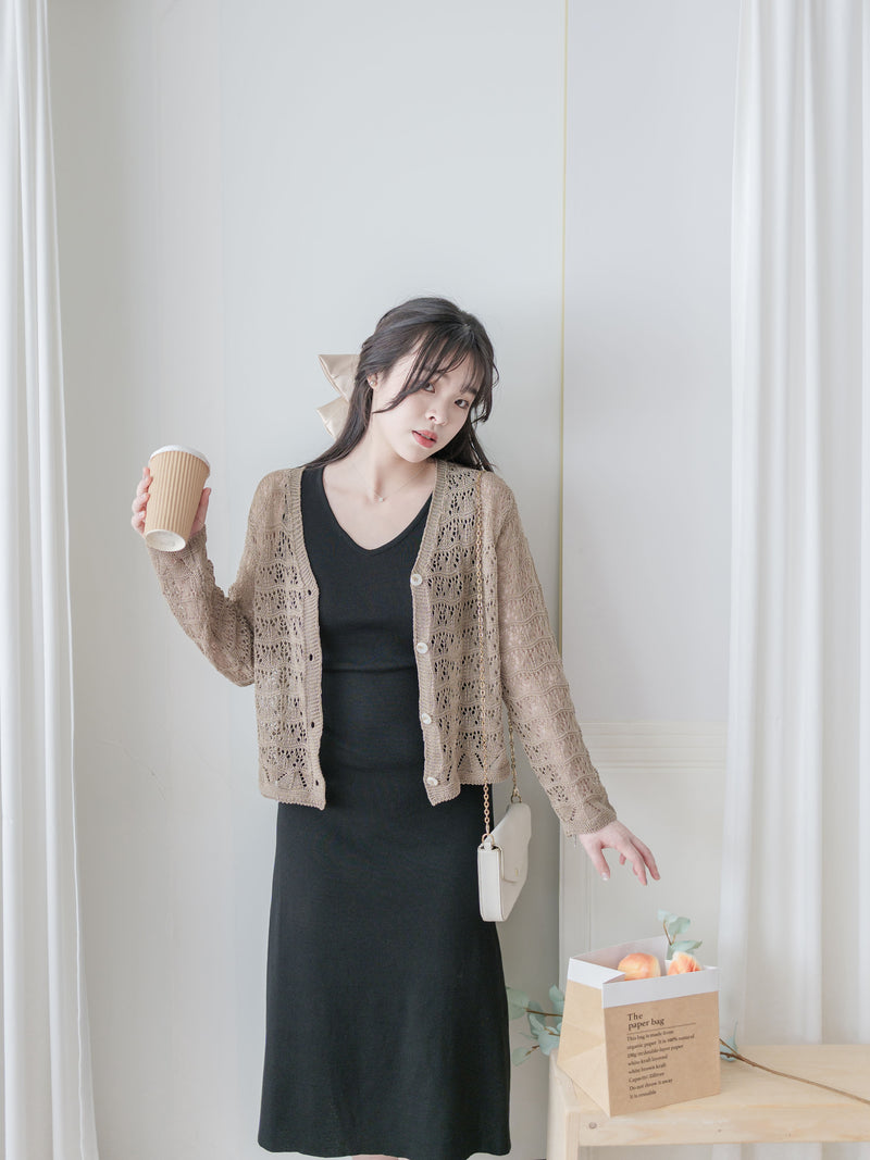 Airy Crochet Cardigan 輕織鏤空線衫/ TP9185